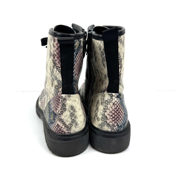 Marco Tozzi Lace Up Combat Boots 8 Faux Leather Embossed Snake Print Multicolor - Picture 5 of 9